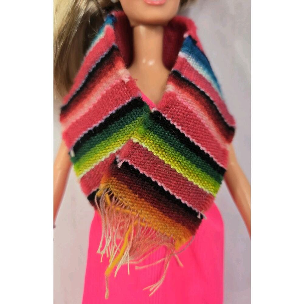 Vintage Barbie Doll Mexican Weaved Shaw Fringe 9" Long x 1.5" Wide